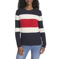 TOMMY HILFIGER 女式圆领粗线毛衣