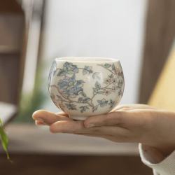 棠门 羊脂玉小清新釉下彩主人杯