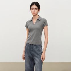 自巧 5A抗菌 小个子休闲POLO领弹力针织T恤修身上衣女2026夏季新款