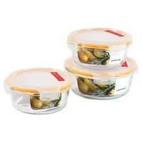 LOCK&LOCK 保鲜盒套装 耐热玻璃 600ml*2+900ml 透明