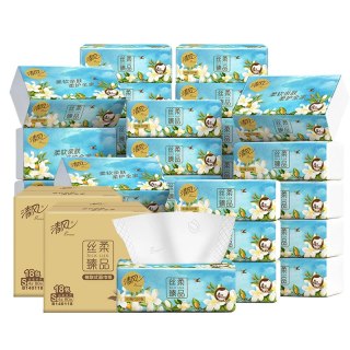 淘金币可用：清风 抽纸丝柔花萃臻品4层加厚80抽*36包