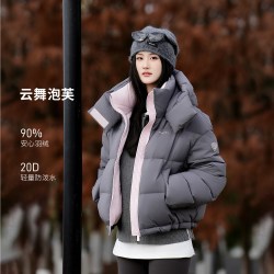 坦博尔 25冬季羽绒服女短款可脱卸帽保暖面包外套