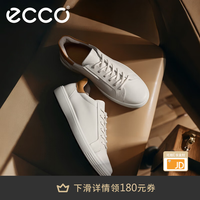 ecco 休闲鞋男鞋 25年夏季牛皮休闲板鞋小白鞋系带鞋男 柔酷470824 白色/棕色47082450104 41 (260mm)