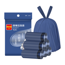 RDE 抽绳垃圾袋 100只（45*50cm）雾霾蓝