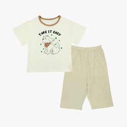 贝斯特拉贝比 儿童家居服夏季纯棉薄款男童短袖长裤套装女童居家服儿童空调服夏