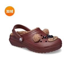 crocs 经典我是棕熊暖棉小童男儿童棉拖鞋女童洞洞鞋