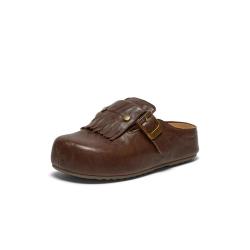 Bata 勃肯拖鞋女春夏商场英伦风牛剖皮厚底一脚蹬