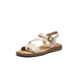 Bata 一字带凉鞋女春夏季羊皮百搭软底舒适通勤凉鞋不累脚