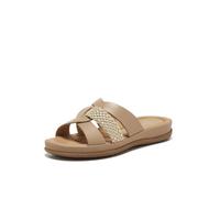 Bata 外穿拖鞋女春夏季商场羊皮百搭厚软底舒适休闲凉拖鞋