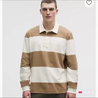 lululemon 男士高克重混棉条纹长袖POLO衫
