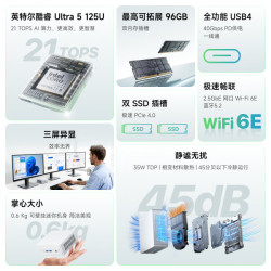 MINISFORUM M1 Lite 酷睿Ultra 5 125U 迷你主机 16GB 512GB