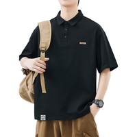Paul Frank 大嘴猴 男士翻领宽松短袖POLO衫 黑色 3XL