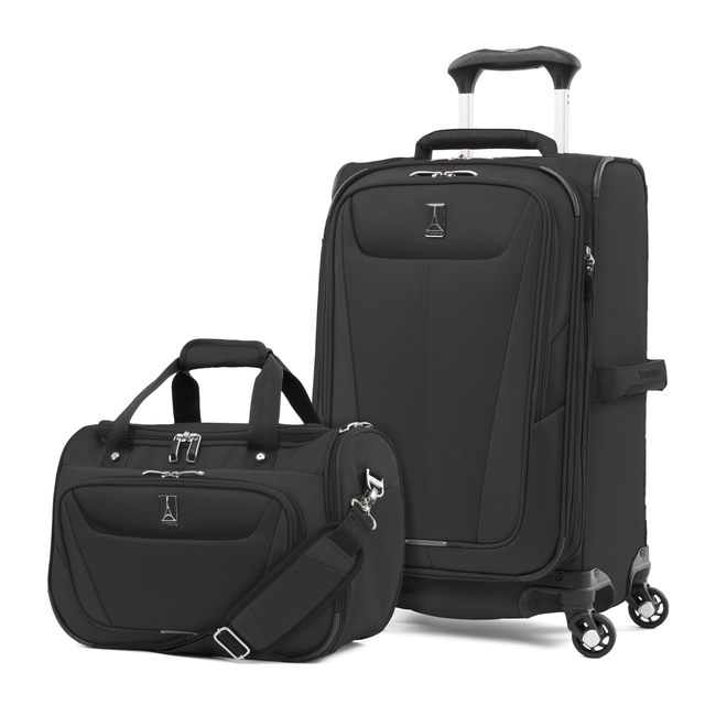 Travelpro Maxlite 5 可扩展手提行李箱,带 4 个轮子,柔软的座椅下包,2 件套, 黑色, Maxlite 5 Softside