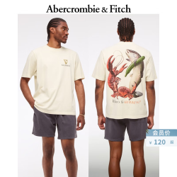 Abercrombie & Fitch 美式经典纯棉舒适时尚图案短袖T恤上衣25秋季男装123-5036 暖米色 M (180/100A)
