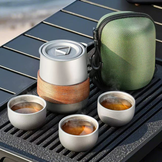 尤克达蒂 户外茶具旅行茶具套装 钛茶具钛杯煮茶整套泡茶器全套功夫茶具 旅行茶具
