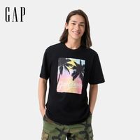 百亿补贴：Gap 男女装夏季竹节棉海岛印花圆领短袖T恤宽松上衣729117