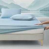 水星家纺 出品百丽丝 可水洗防滑印花席床笠款 凉茶·晴山蓝 120cm*195cm (二件套)