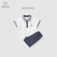 百亿补贴：乖奇熊 男童学院风套装夏季男宝宝polo衫洋气外出衣服裤子薄款两件套