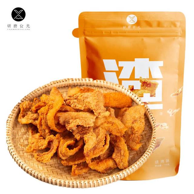 研磨食光 猪油渣烧烤味175g 猪肉干零食脆皮五花肉脂渣脆哨温州特产
