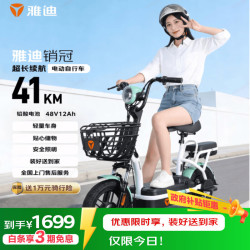 雅迪 长续航 电动自行车 后座   铅酸电池 48V