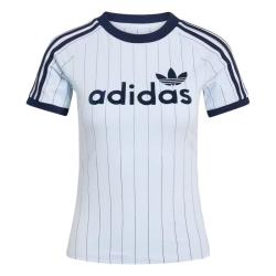 adidas KQ9063 撞色条纹修身 白色 M 运动T恤