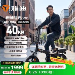 雅迪 可折叠 电动折叠自行车 黑色 48V12A锂电 续航约40公里