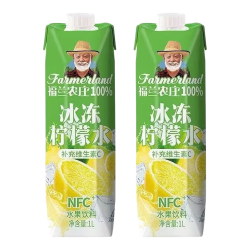 福兰农庄 100%冰冻柠檬水1L*2家庭大瓶装夏季聚餐解腻饮料