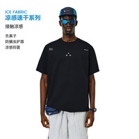 FPA 印花运动速干短袖夏季百搭休闲情侣款潮流潮牌圆领宽松黑色t恤男 黑色 XL