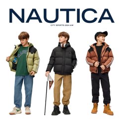 NAUTICA 美式儿童户外运动款绒感羽绒服 棕色