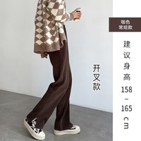 芭翼 灯芯绒加绒高腰阔腿裤 女款 黑色 L