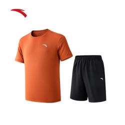 安踏 速干套装丨运动短袖t恤短裤两件套男夏季吸湿透气跑步健身训练服