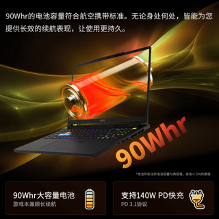 微星 泰坦16 R9-8940HX RTX5070Ti 银灰色 16GB+1TB 笔记本电脑