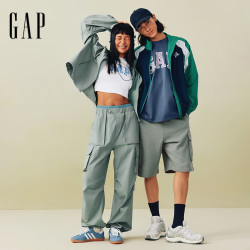 Gap 【立体工装】松紧腰立体口袋工装短裤 针织休闲运动五分裤 727070