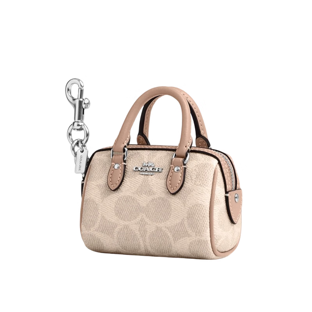 COACH 女士经典标志迷你ROWAN手袋挂件沙黄色/灰褐色CX068