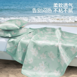 水星家纺 A类冰丝凉席 0.9米床 90*195cm 风沐花意