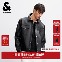 杰克琼斯 杰克·琼斯（JACK&JONES）男装26年春秋季新款外套男士潮流休闲风翻领荔枝纹夹克 E40黑色 常规 XL