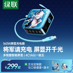 绿联 160W屏显快充头 适用手机笔记本 PD充电器