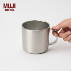 無印良品 MUJI 不锈钢双层马克杯 银色 410ml