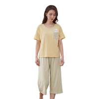 顶瓜瓜 100%棉 短袖七分裤 女士家居服套装