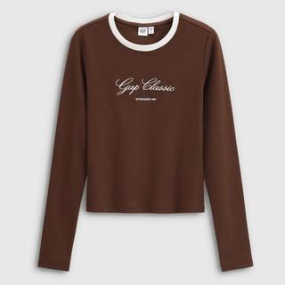 Gap 盖璞 女士刺绣Logo修身圆领针织衫