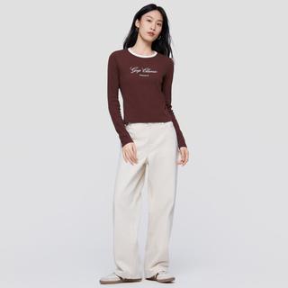 Gap 盖璞 女士刺绣Logo修身圆领针织衫