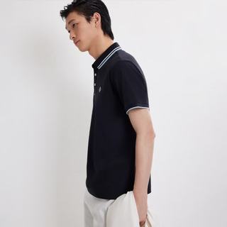 杰克琼斯 凉感撞色翻领 藏蓝 M 男士POLO衫