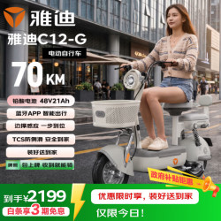 雅迪 C12 新国标电动自行车 独角兽灰