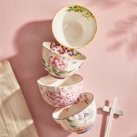 墨色 家用陶瓷米饭碗一人一碗专用高级感餐具吃饭碗特别好看饭碗4碗4筷