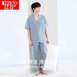 红豆男装 红豆 冰丝透气男睡衣 冰沙蓝