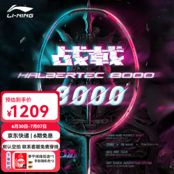李宁 雷霆100专业碳纤维进攻型羽毛球拍 AYPT015-1战戟8000蓝粉4U单拍