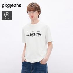 gxgjeans 复古图案宽松圆领短袖T恤 白色 180/XL