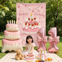 寻年味 女孩生日派对布置3岁6岁7女童气球套餐背景布挂布生日道具仪式感5