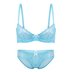 HIDDEN BUTTERFLY HiddeButterfly 青年女性法式蝴蝶刺绣文胸 湖蓝雾语