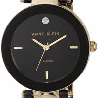 anne klein 安妮克莱因 女欧美镶钻陶瓷腕表 黑金 送女友礼物